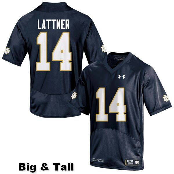 Men's NCAA Notre Dame Fighting Irish #14 Johnny Lattner Stitched College Under Armour Authentic Navy Blue Big & Tall Football Jersey BN10U80IT